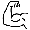 Schwarzer Icon von einem Bizeps.